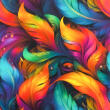 Tricoline Digital Penas Coloridas 3D 100% Algodão - Variante 1
