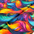 Tricoline Digital Penas Coloridas 3D 100% Algodão - Variante 1