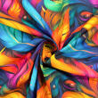 Tricoline Digital Penas Coloridas 3D 100% Algodão - Variante 1