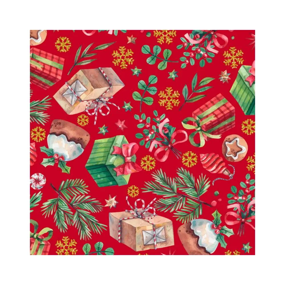 Tricoline Digital Presente Natalino 100% Algodão 1,50m Largura - Variante 2 Tricoline Digital Presente Natalino 100% Algodão 1,50m Largura - Variante 2