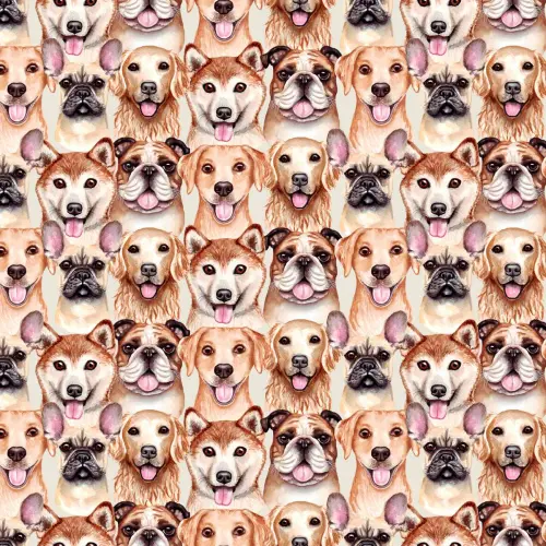 Tricoline Digital - Rostos Cachorros - 100% Algodão - Variante 1 Tricoline Digital - Rostos Cachorros - 100% Algodão - Variante 1