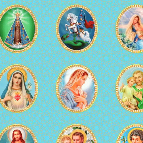 Tricoline Digital Sacro Imagens Santos 100% Algodão - Variante 1