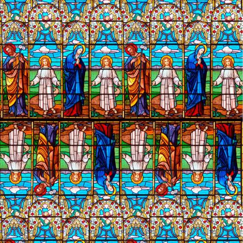 Tricoline Digital Sacro Vitral 100% Algodão - Variante 1