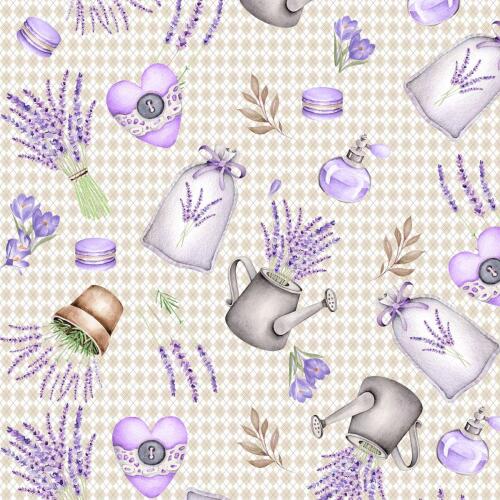 Tricoline Digital - Sweet Lavanda - 100% Algodão - Variante 1