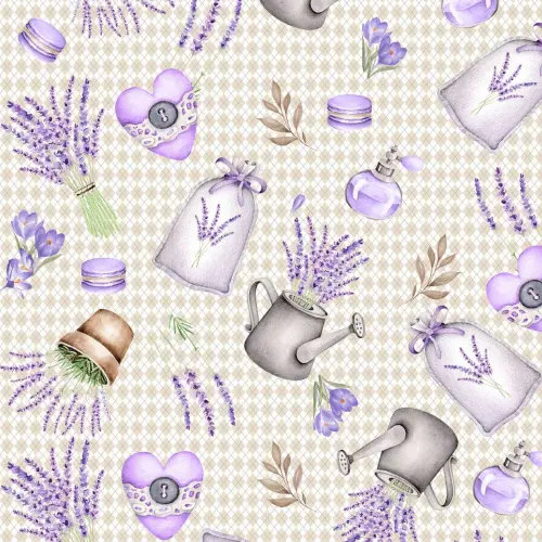 Tricoline Digital - Sweet Lavanda - 100% Algodão - Variante 1
