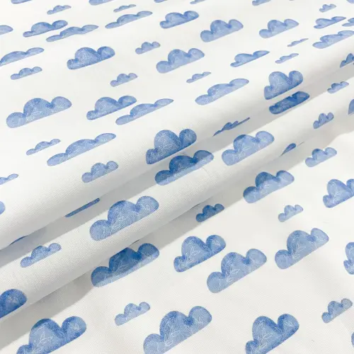 Tricoline Estampa Exclusiva Coleção Céu Azul 100% Algodão 1,50m Largura - Nuvem