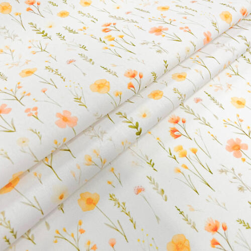 Tricoline Estampa Exclusiva Coleção Ramos Florais 100% Algodão 1,50m Largura - Tons de amarelo