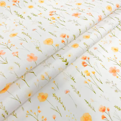 Tricoline Estampa Exclusiva Coleção Ramos Florais 100% Algodão 1,50m Largura - Tons de amarelo