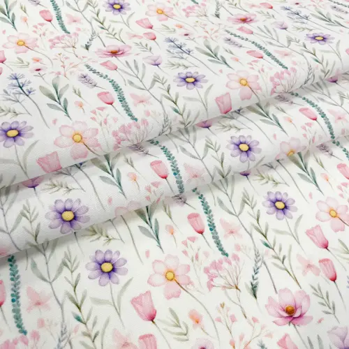 Tricoline Estampa Exclusiva Coleção Ramos Florais 100% Algodão 1,50m Largura - Tons de rosa