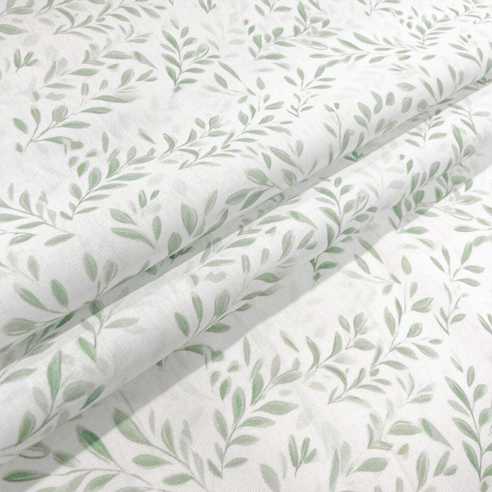Tricoline Estampa Exclusiva Raminhos Verdes 100% Algodão 1,50m Largura - Variante 1
