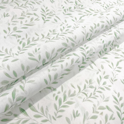 Tricoline Estampa Exclusiva Raminhos Verdes 100% Algodão 1,50m Largura - Variante 1