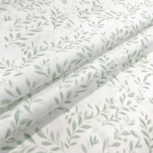 Tricoline Estampa Exclusiva Raminhos Verdes 100% Algodão 1,50m Largura - Variante 1