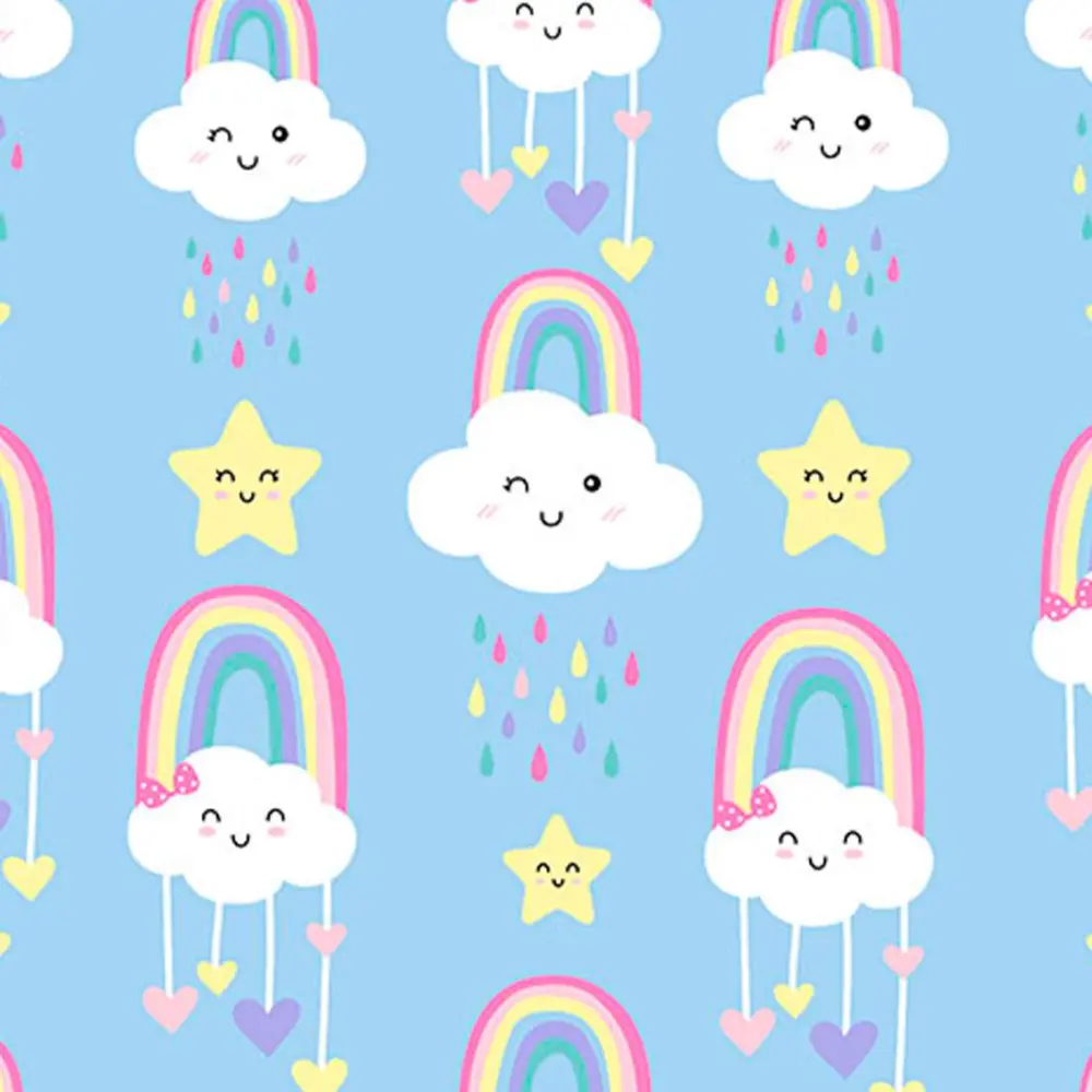 Tricoline Estampada - Arco Íris Azul - 100% Algodão - 1,50m Largura - Variante 1 Tricoline Estampada - Arco Íris Azul - 100% Algodão - 1,50m Largura - Variante 1