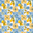 Tricoline Estampada Azulejo Português com Limão Siciliano 100% Algodão 1,50m largura - Variante 1