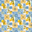 Tricoline Estampada Azulejo Português com Limão Siciliano 100% Algodão 1,50m largura - Variante 1 Tricoline Estampada Azulejo Português com Limão Siciliano 100% Algodão 1,50m largura - Variante 1