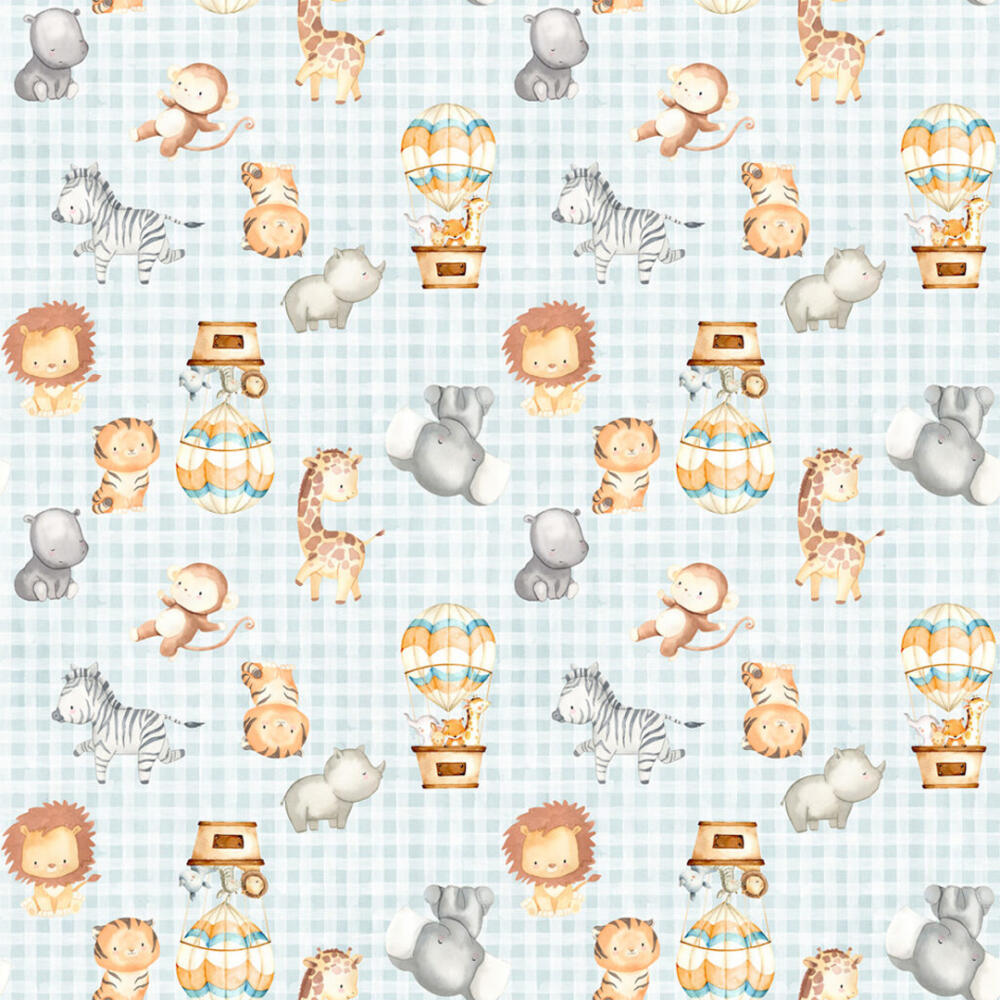Tricoline Estampada Baby Fundo Xadrez 100% Algodão 1,50m Largura - Variante 1