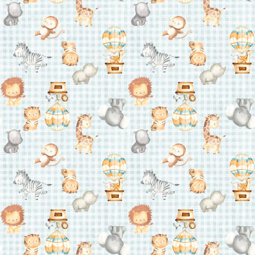 Tricoline Estampada Baby Fundo Xadrez 100% Algodão 1,50m Largura - Variante 1
