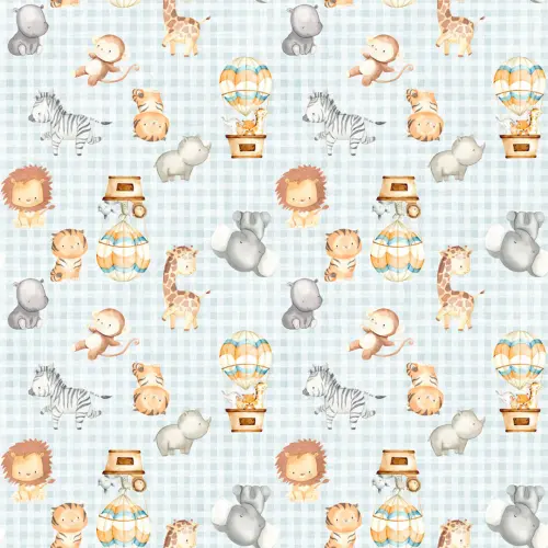 Tricoline Estampada Baby Fundo Xadrez 100% Algodão 1,50m Largura - Variante 1