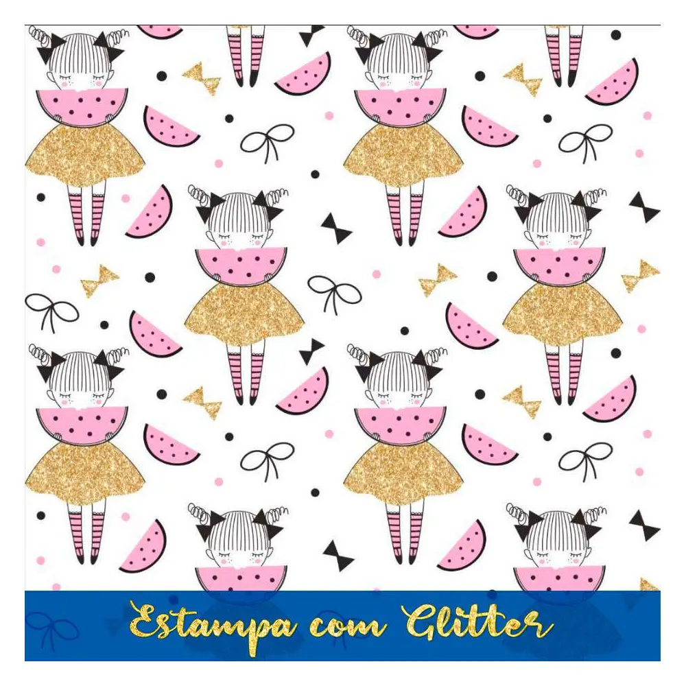 Tricoline Estampada - Bailarina com Melância - 100% Algodão - Variante 1