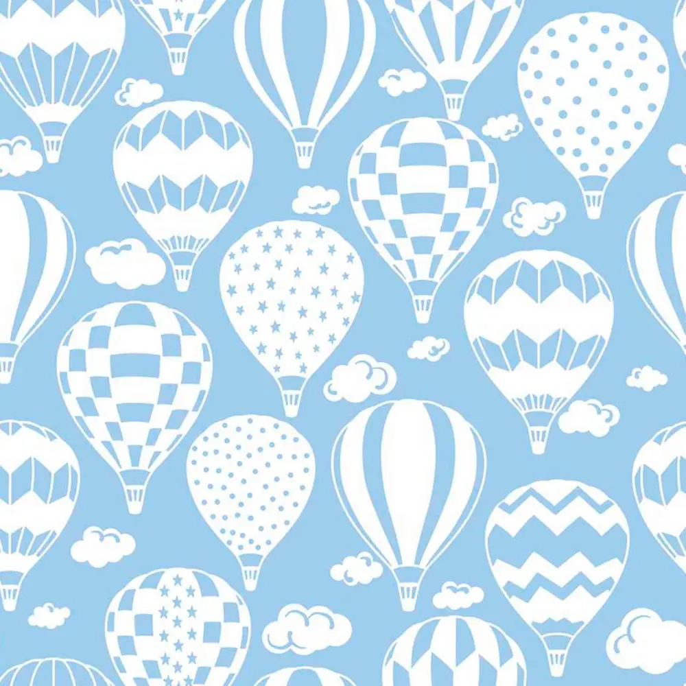 Tricoline Estampada - Balão Azul Bebê - 100% Algodão - 1,50m Largura - Variante 1 Tricoline Estampada - Balão Azul Bebê - 100% Algodão - 1,50m Largura - Variante 1