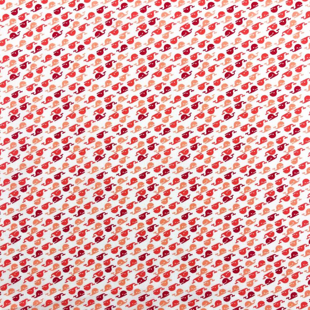 Tricoline Estampada - Baleia - Promoção - Vermelho