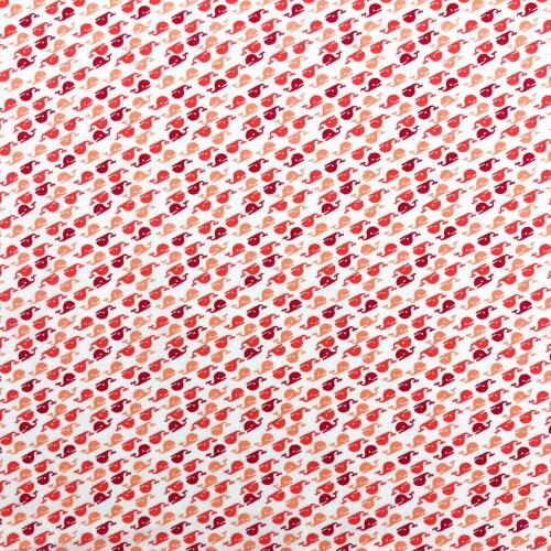 Tricoline Estampada - Baleia - Promoção - Vermelho