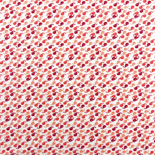 Tricoline Estampada - Baleia - Promoção - Vermelho
