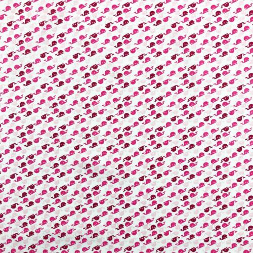 Tricoline Estampada - Baleia - Promoção - Rosa