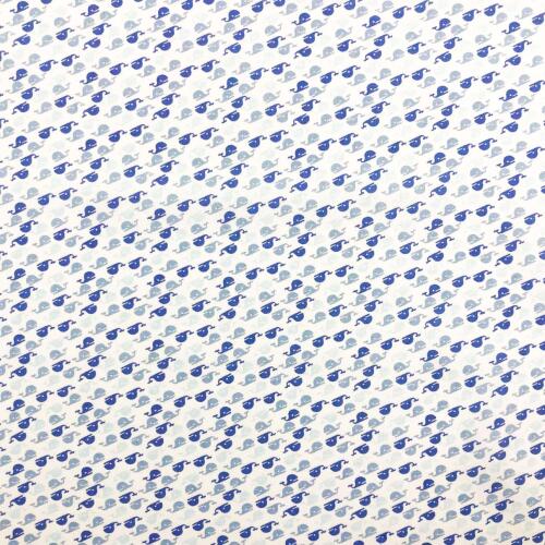Tricoline Estampada - Baleia - Promoção - Azul