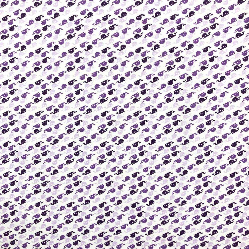 Tricoline Estampada - Baleia - Promoção - Roxo