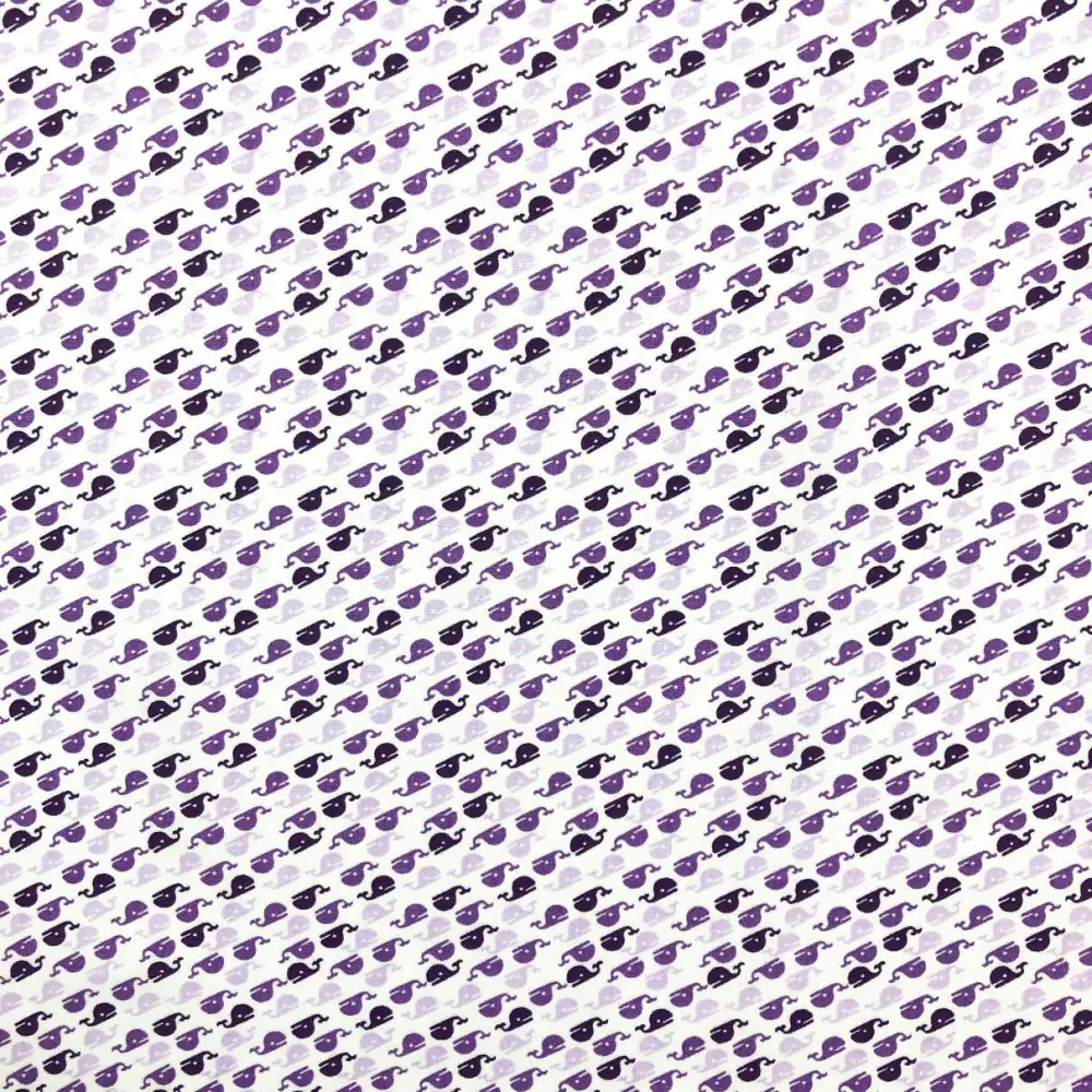 Tricoline Estampada - Baleia - Promoção - Roxo
