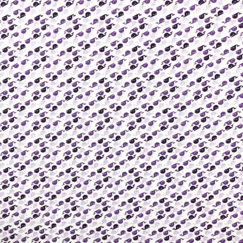 Tricoline Estampada - Baleia - Promoção - Roxo