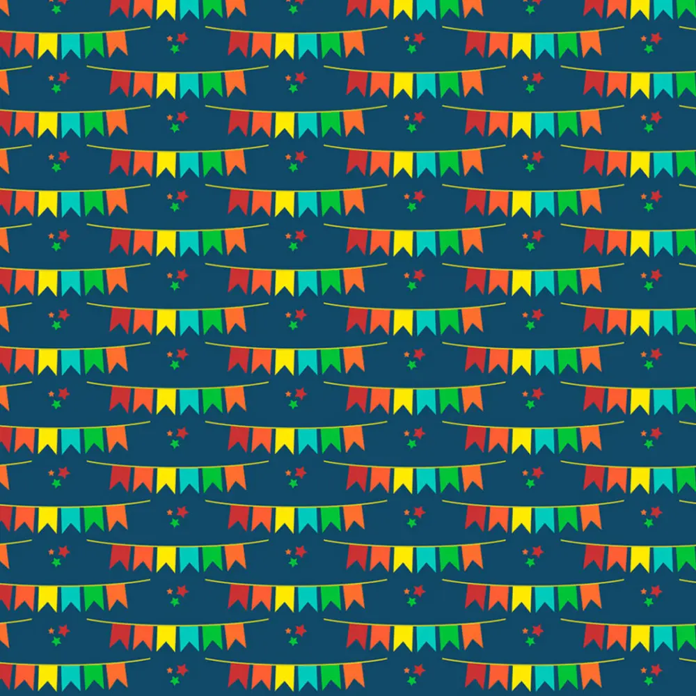 Tricoline Estampada Bandeirinhas Fundo Azul Marinho 100% Algodão 1,50m largura - Variante 1 Tricoline Estampada Bandeirinhas Fundo Azul Marinho 100% Algodão 1,50m largura - Variante 1