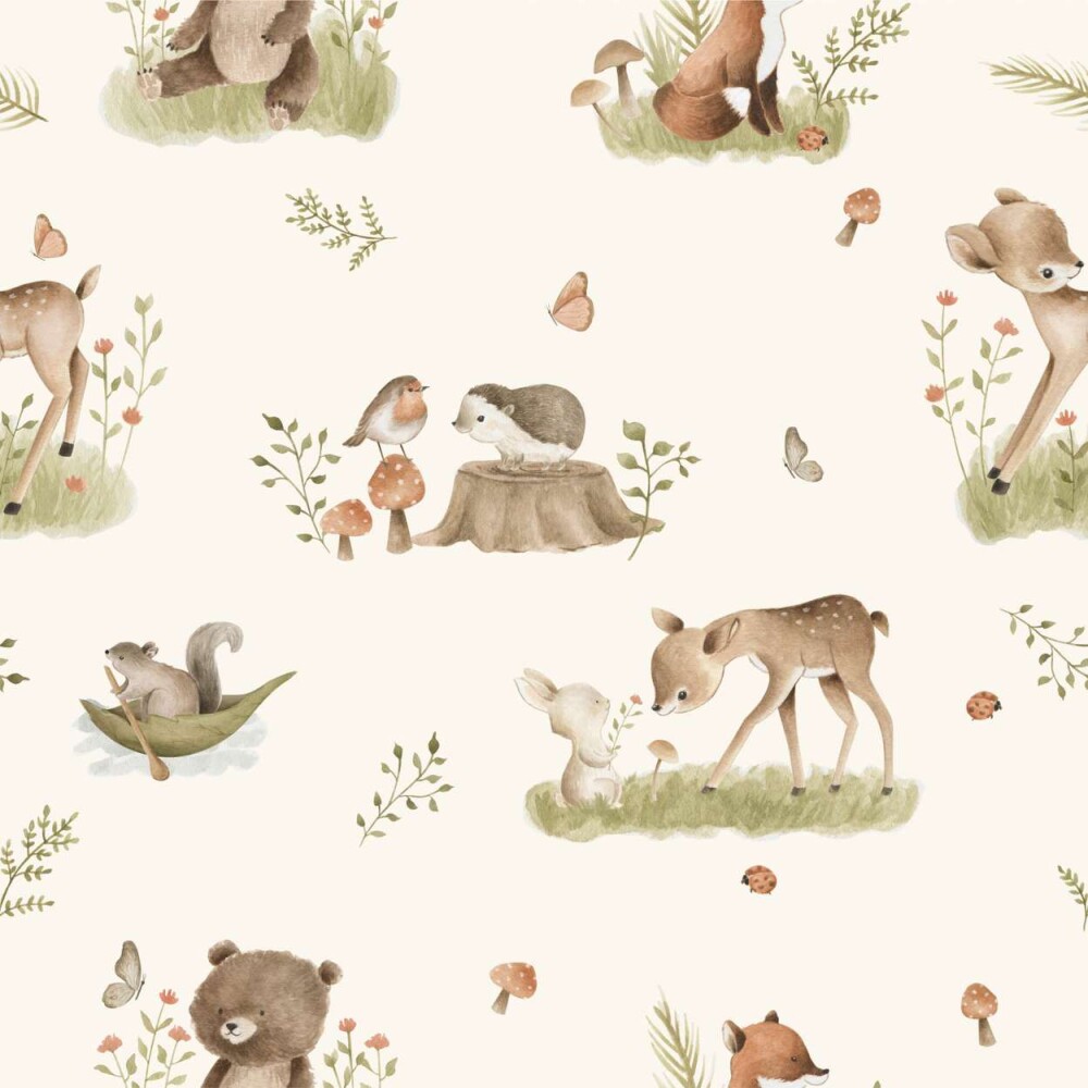 Tricoline Estampada Bichinhos da Floresta 100% Algodão 1,50m Largura - Variante 1