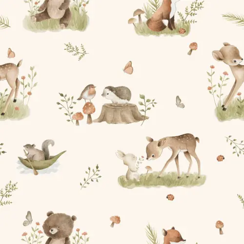 Tricoline Estampada Bichinhos da Floresta 100% Algodão 1,50m Largura - Variante 1