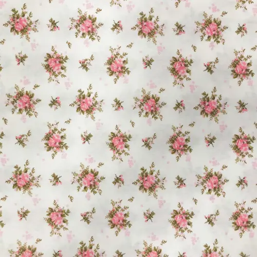 Tricoline Estampada Caldeira Buquês Yasmin 100% Algodão 1,50m Largura - Fundo creme Tricoline Estampada Caldeira Buquês Yasmin 100% Algodão 1,50m Largura - Fundo creme