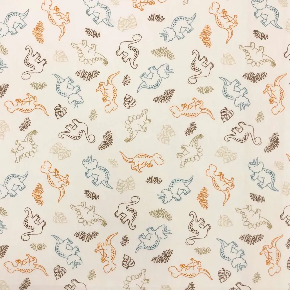 Tricoline Estampada Caldeira Contorno Dino 100% Algodão 1,50m Largura - Bege Tricoline Estampada Caldeira Contorno Dino 100% Algodão 1,50m Largura - Bege