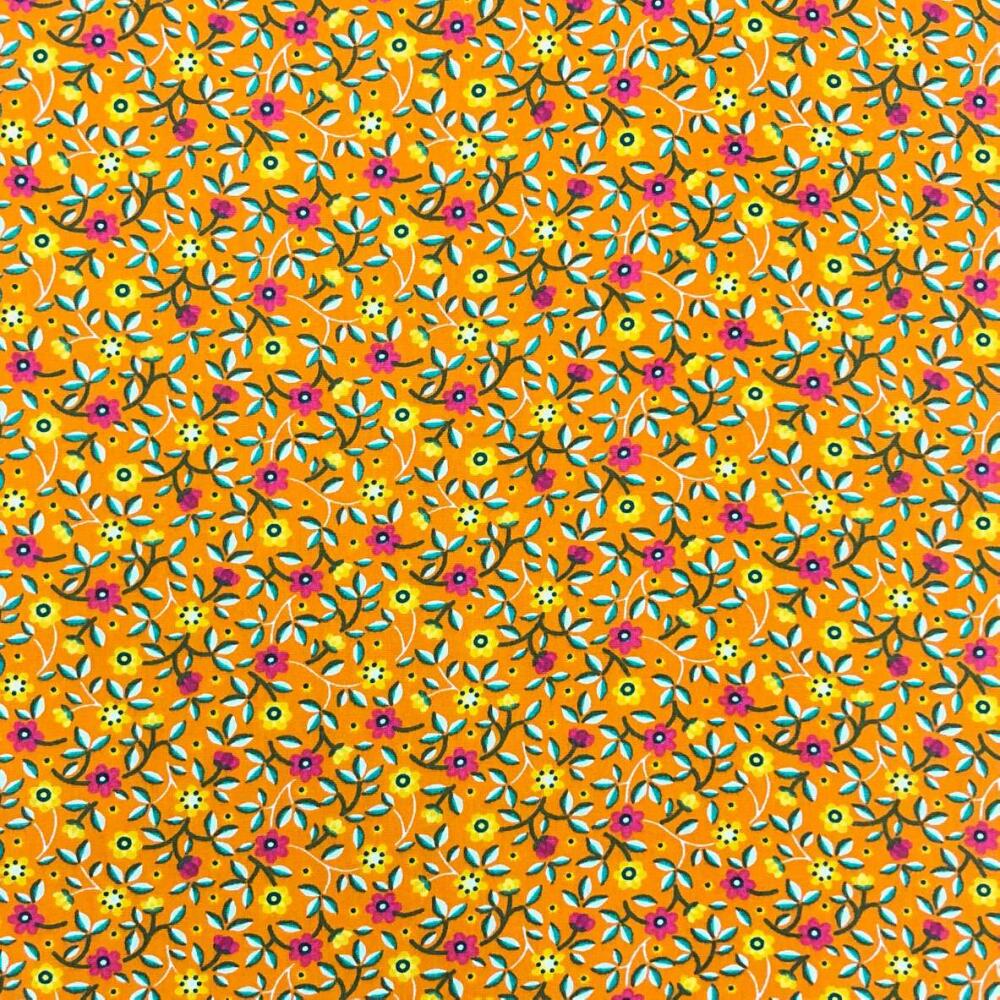 Tricoline Estampada Caldeira Kelly 100% Algodão 1,50m Largura - Laranja