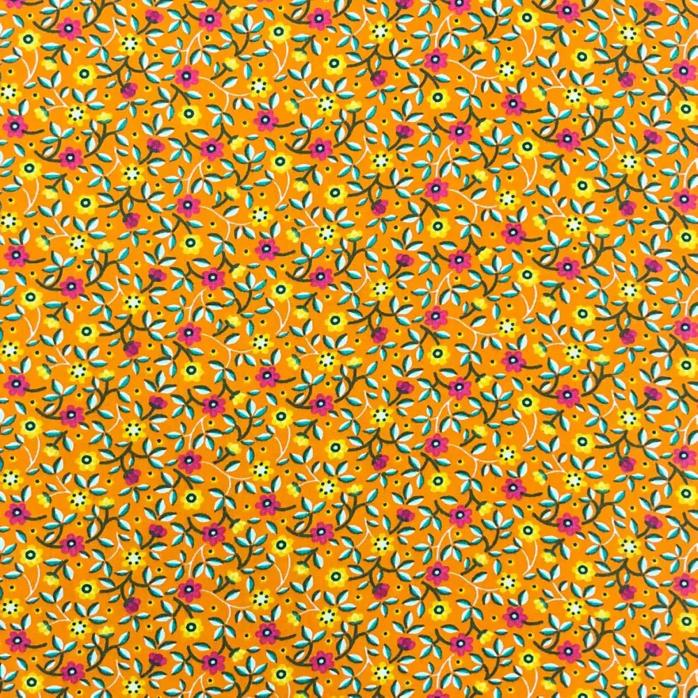 Tricoline Estampada Caldeira Kelly 100% Algodão 1,50m Largura - Laranja