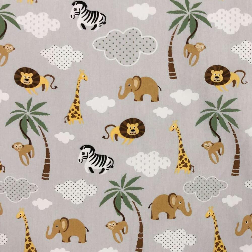 Tricoline Estampada Caldeira Safari 100% Algodão 1,50m Largura - Cinza