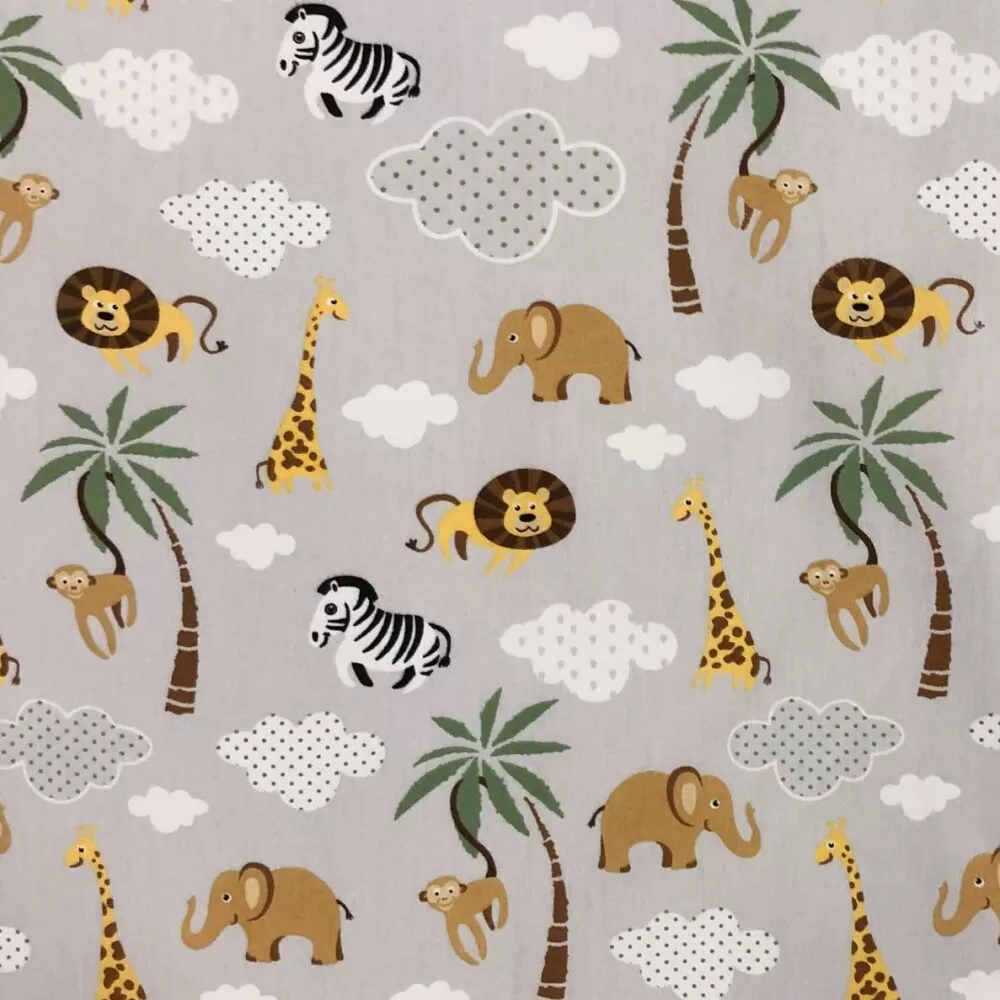 Tricoline Estampada Caldeira Safari 100% Algodão 1,50m Largura - Cinza