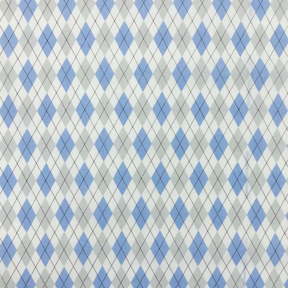Tricoline Estampada Caldeira Trapézio 100% Algodão 1,50m Largura - Azul