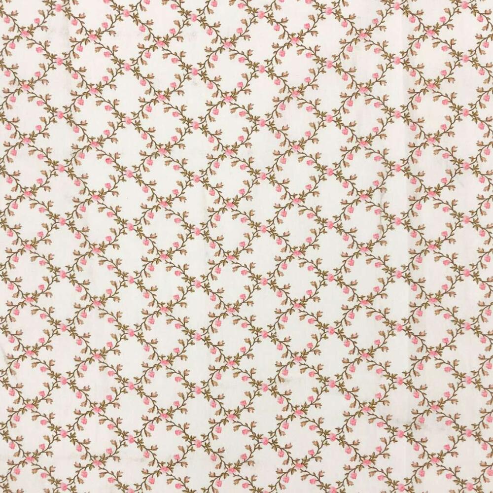 Tricoline Estampada Caldeira Valentina 100% Algodão 1,50m Largura - Rosa