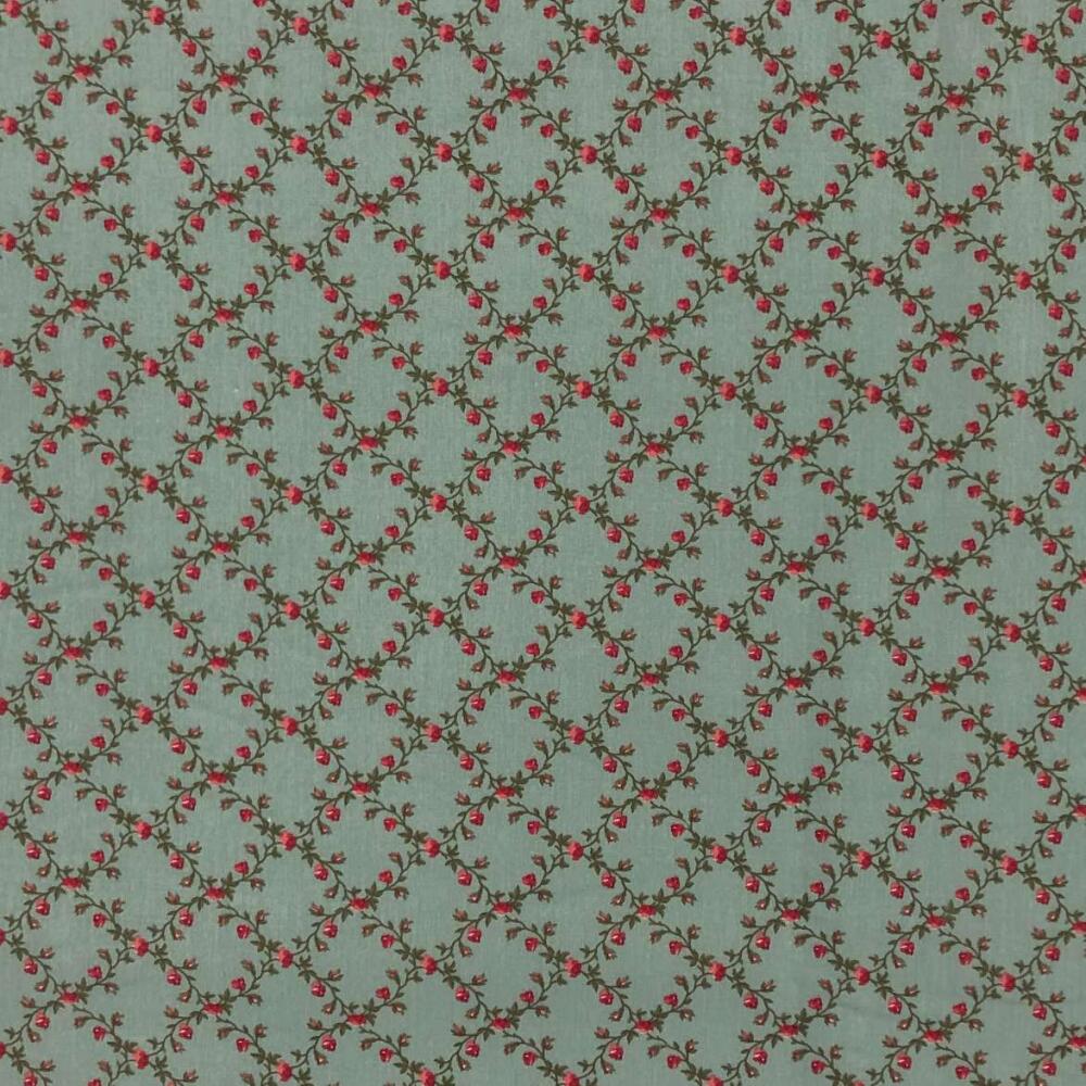 Tricoline Estampada Caldeira Valentina 100% Algodão 1,50m Largura - Verde