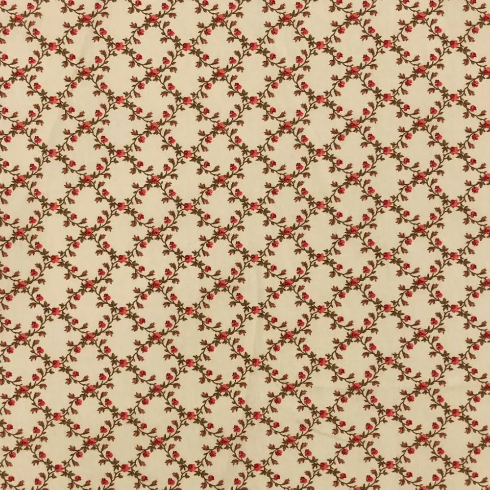 Tricoline Estampada Caldeira Valentina 100% Algodão 1,50m Largura - Bege