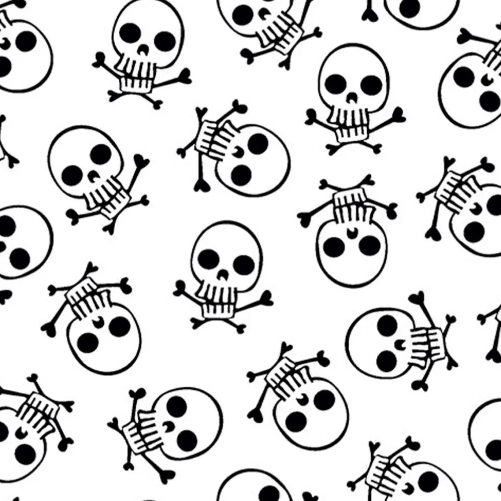 Tricoline Estampada - Caveira Fundo Branco - 100% Algodão - 1,50 Largura - Variante 1 Tricoline Estampada - Caveira Fundo Branco - 100% Algodão - 1,50 Largura - Variante 1