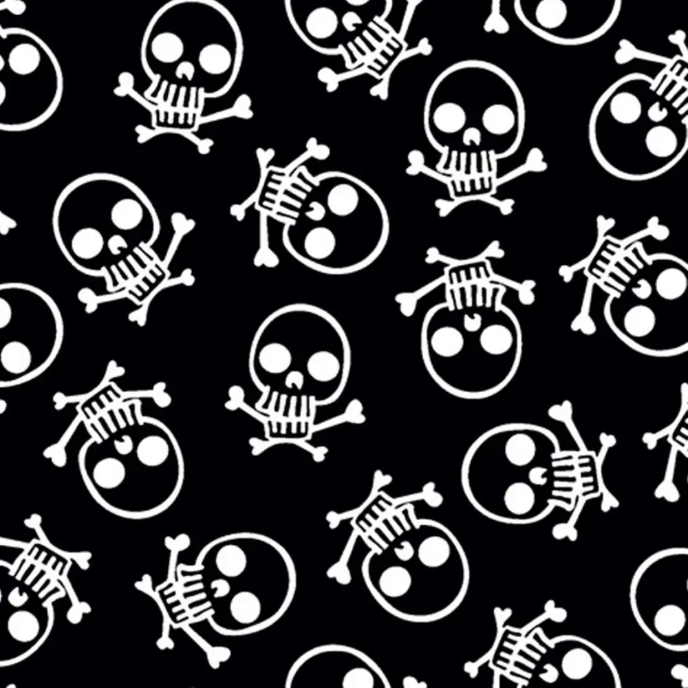 Tricoline Estampada - Caveira Fundo Preto - 100% Algodão - 1,50m Largura - Variante 1 Tricoline Estampada - Caveira Fundo Preto - 100% Algodão - 1,50m Largura - Variante 1
