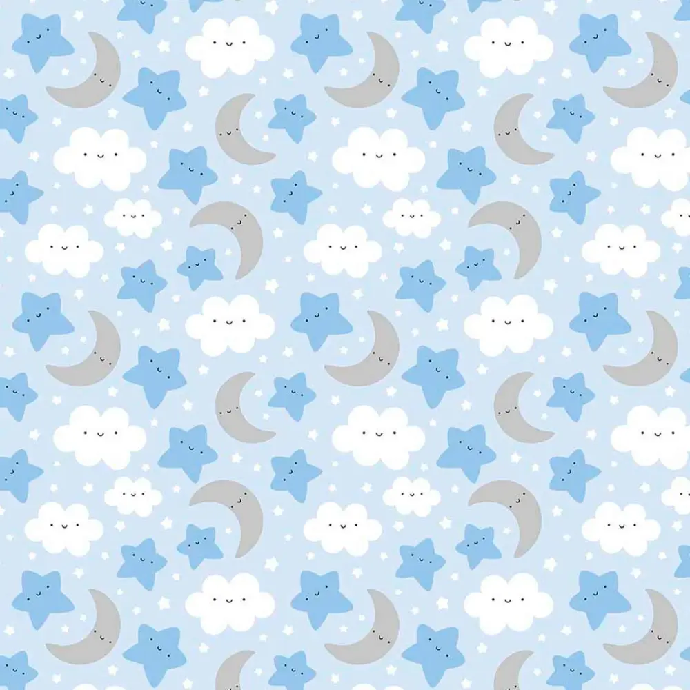 Tricoline Estampada - Céu Azul Bebê - 100% Algodão - 1,50m Largura - Variante 1 Tricoline Estampada - Céu Azul Bebê - 100% Algodão - 1,50m Largura - Variante 1