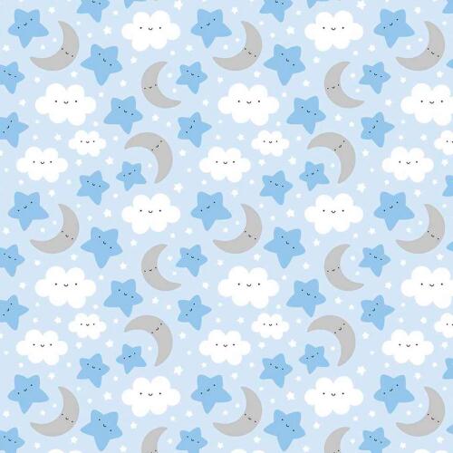 Tricoline Estampada - Céu Azul Bebê - 100% Algodão - 1,50m Largura - Variante 1