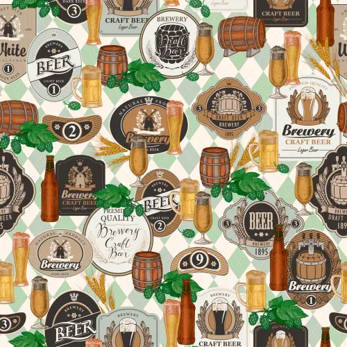 Tricoline Estampada Chop Beer 100% Algodão 1,50m largura - Variante 1 Tricoline Estampada Chop Beer 100% Algodão 1,50m largura - Variante 1